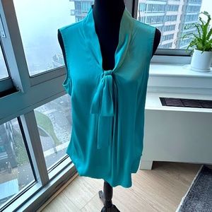 Elie Tahari Turquoise Silk Sleeveless Blouse-XL